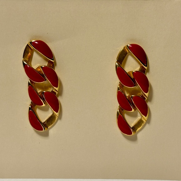 Vintage earrings - gold and red enamel - Picture 4 of 4